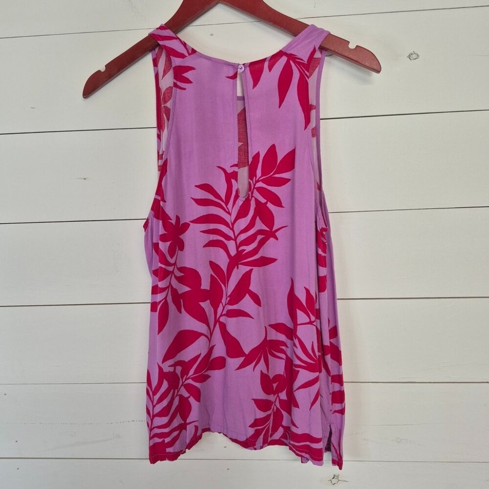 Old Navy Floral Print Pink & Red Sleeveless Blouse With Back Button Detail Women - Picture 4 of 8